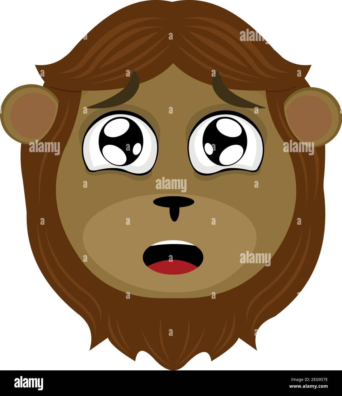 Vector emoticon illustration cartoon of a lion´s head with a cheerful ...