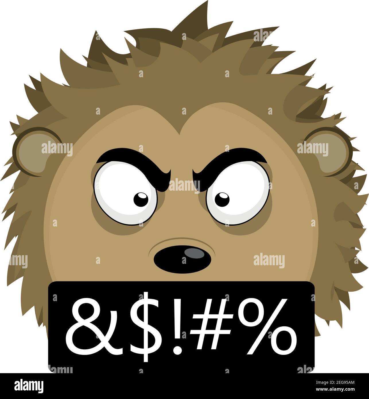 Vector Emoticon Illustration Cartoon Of A Porcupines Head With An Angry Expression And Cursing 