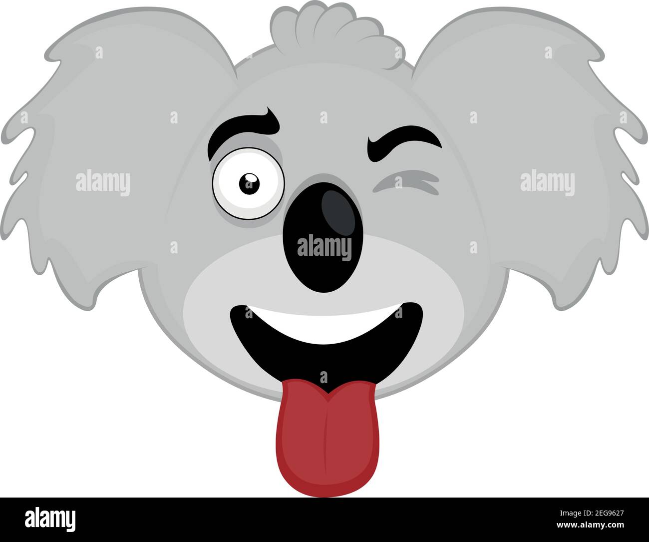 Vector emoticon illustration cartoon of a koala´s head with happy expression,  winking and sticking out his tongue with his mouth open Stock Vector