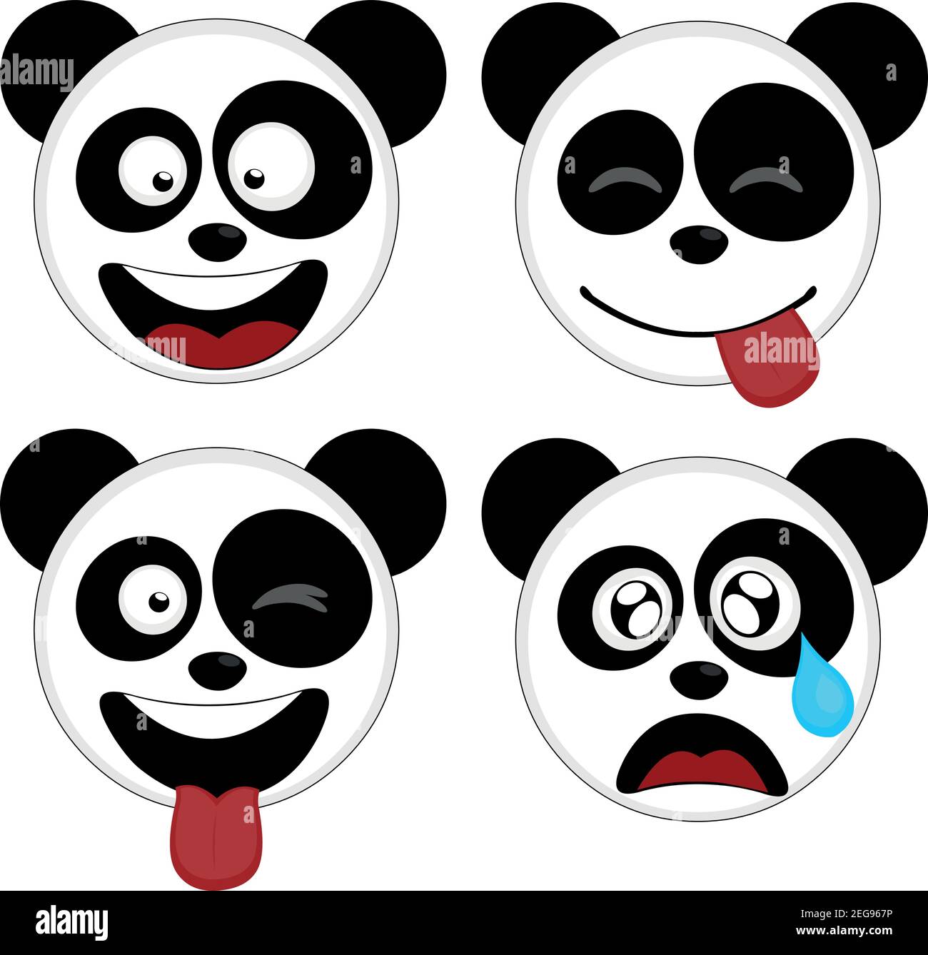 vector illustration of expressions of a panda bear cartoon Stock Vector