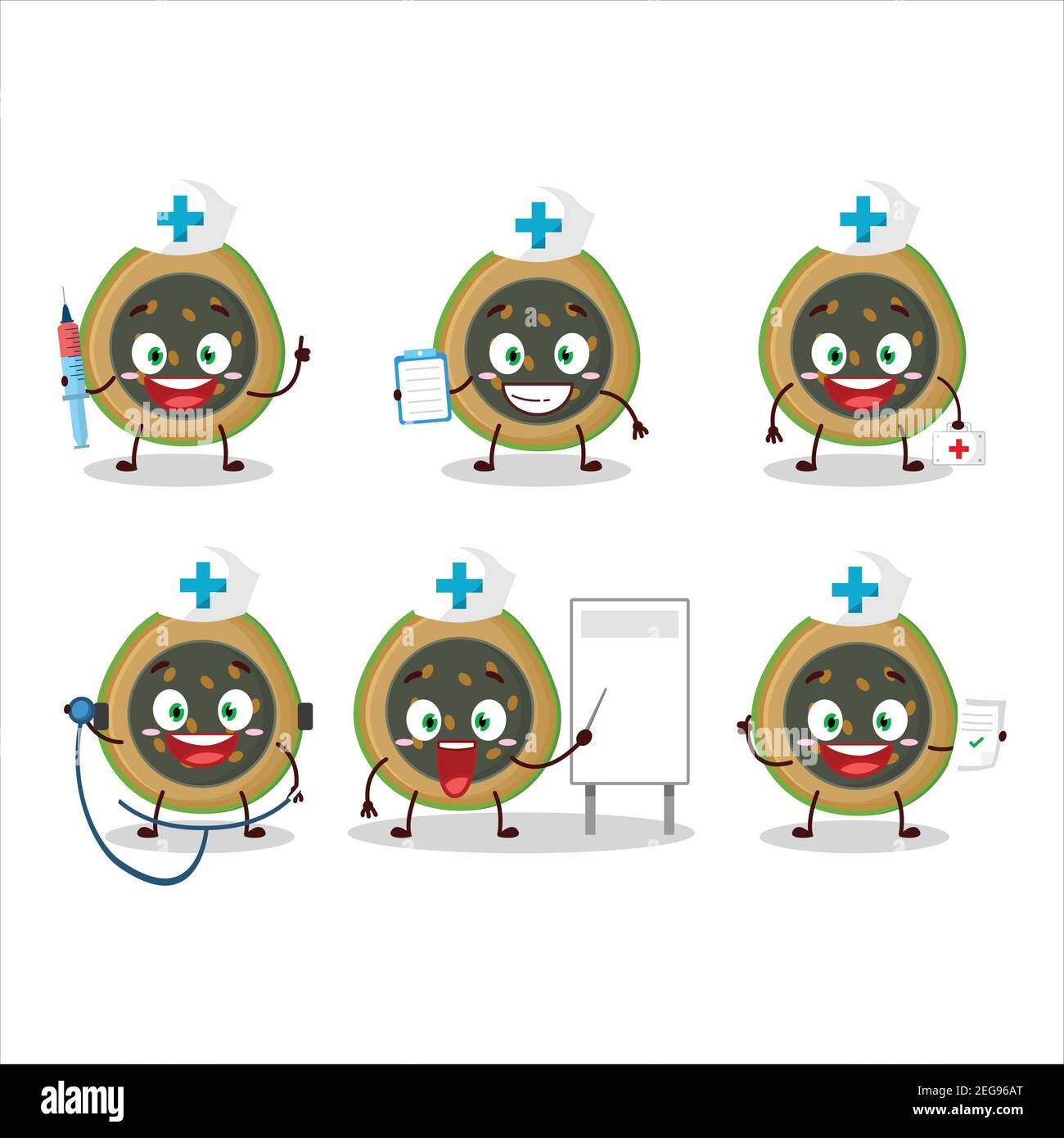 Doctor Profession Emoticon With Slice Of Alibertia Cartoon Character Vector Illustration Stock 