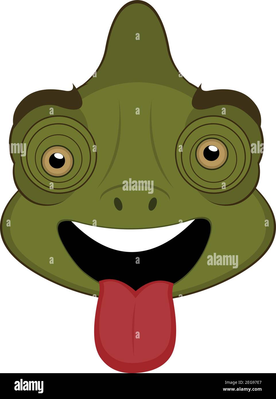 Vector emoticon  illustration cartoon of a chameleon's head with a happy expression, sticking out his tongue Stock Vector