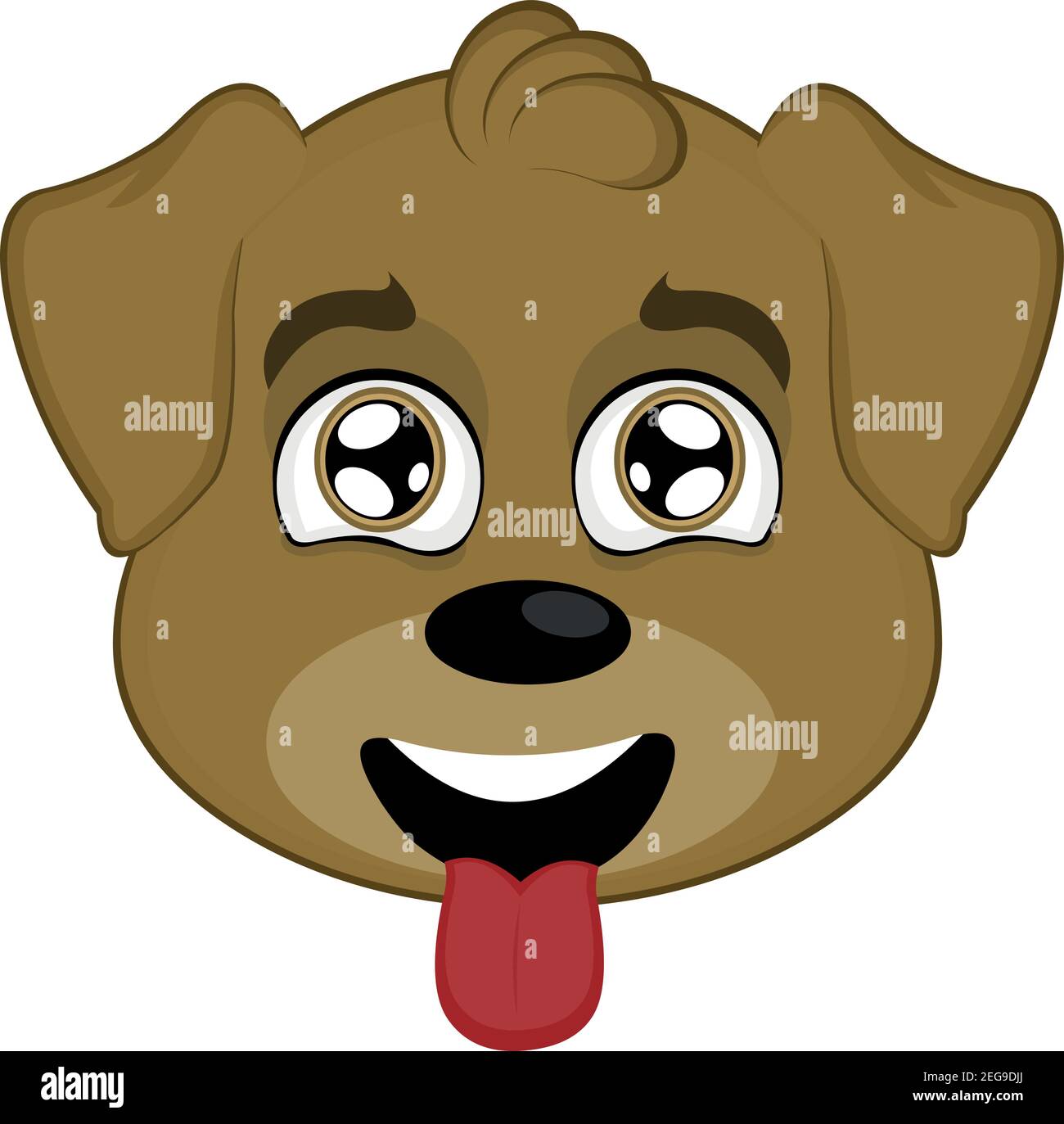 Vector emoticon  illustration cartoon of a dog´s head with happy expression, tender eyes and sticking out the tongue Stock Vector