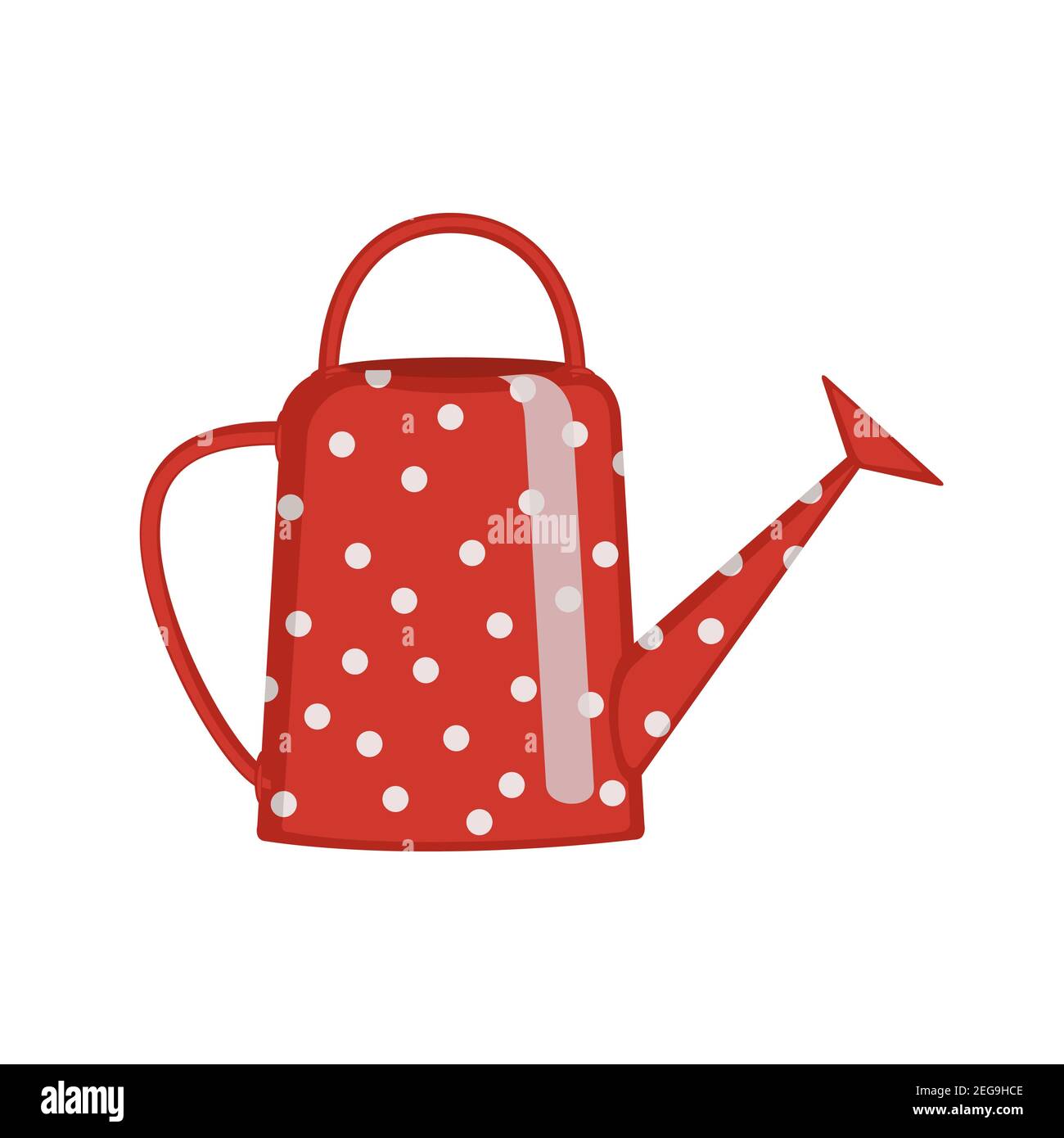 Red watering can. Cartoon flat style. Vector illustration Stock Vector