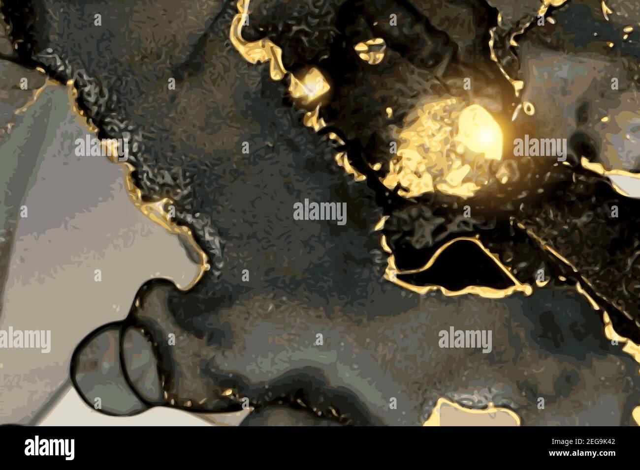 Rich black and gold stone marble texture. Alcohol ink technique ...