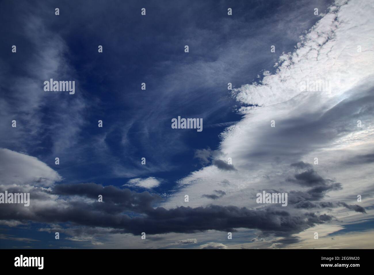 Sky with different types of clouds including a band of so called