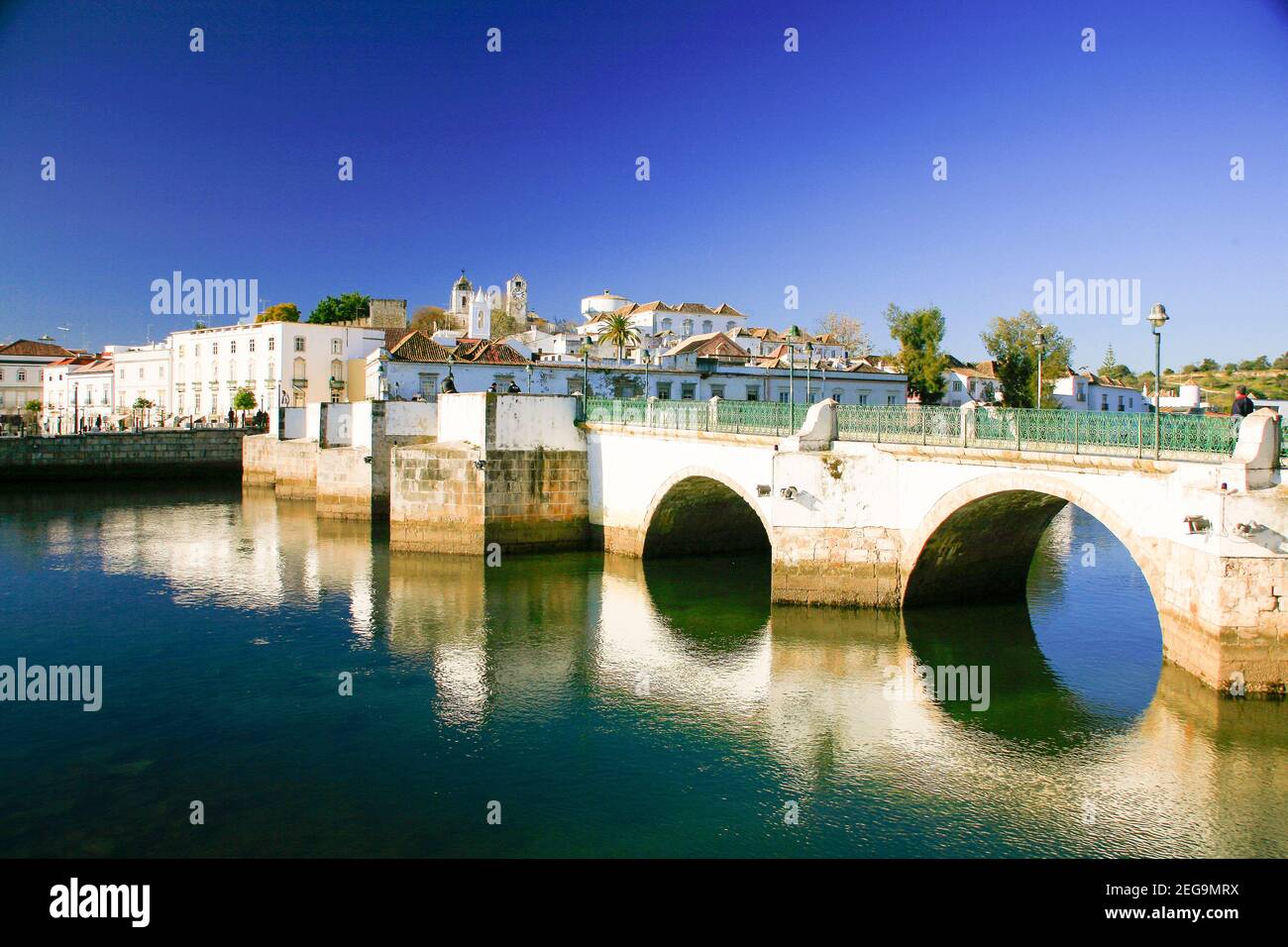 Ponte Romana on the Gilao river in Tavira, Algarve, Portugal. Stock Photo