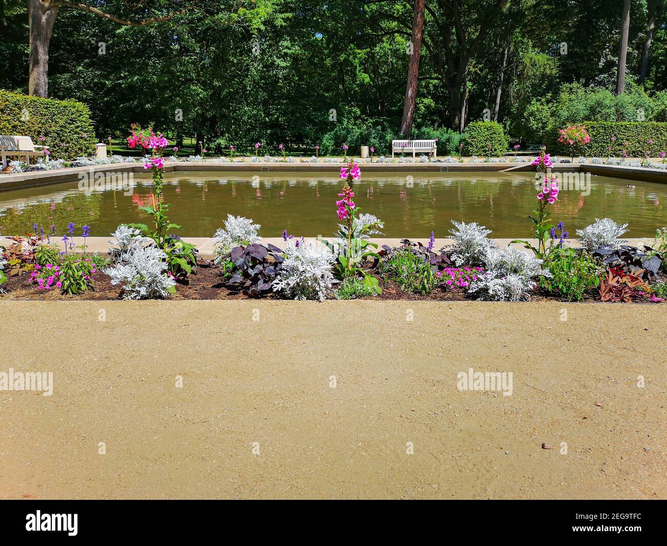City park bench pond hi-res stock photography and images - Alamy