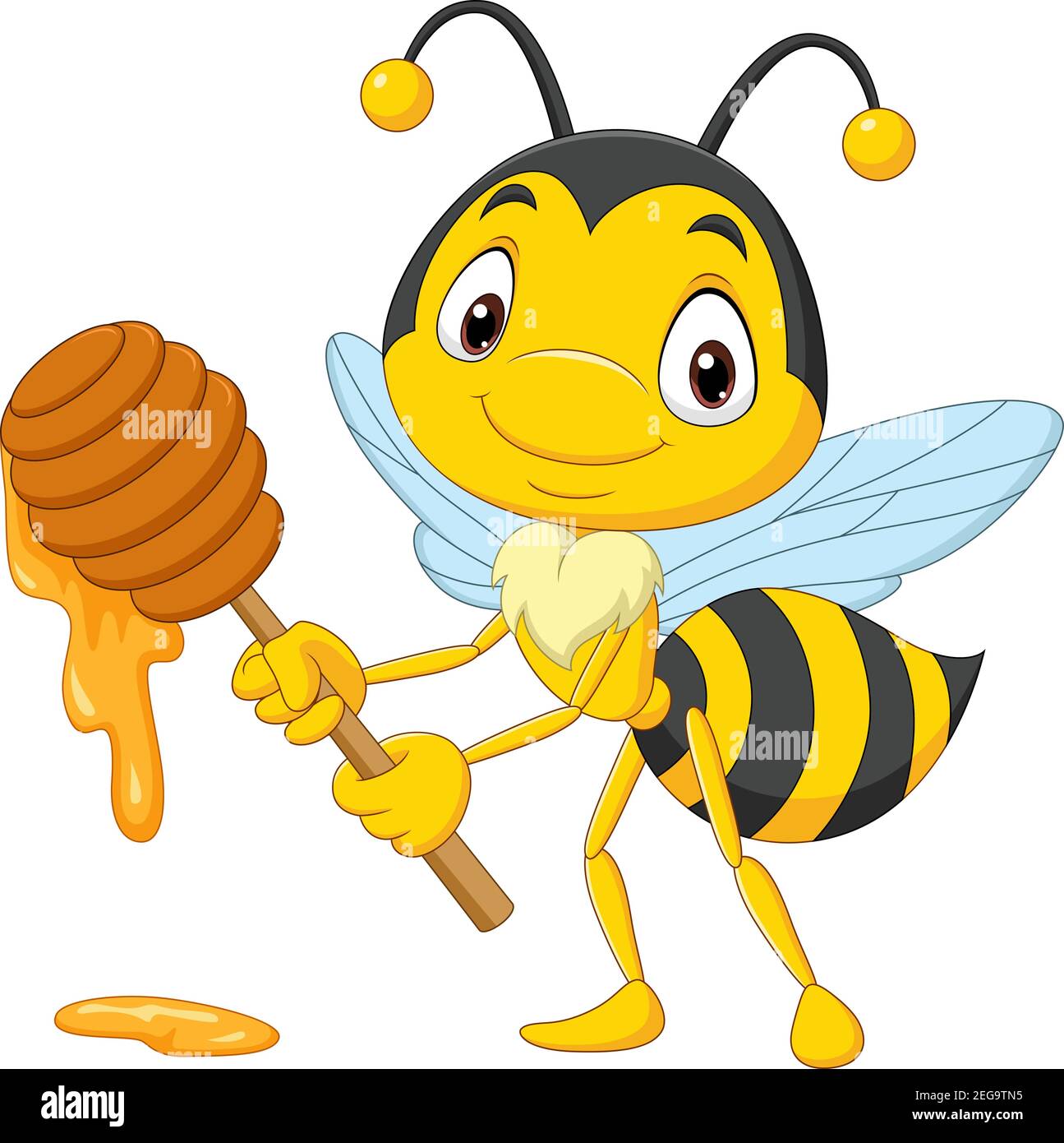 Cartoon cute bee holding honey Stock Vector
