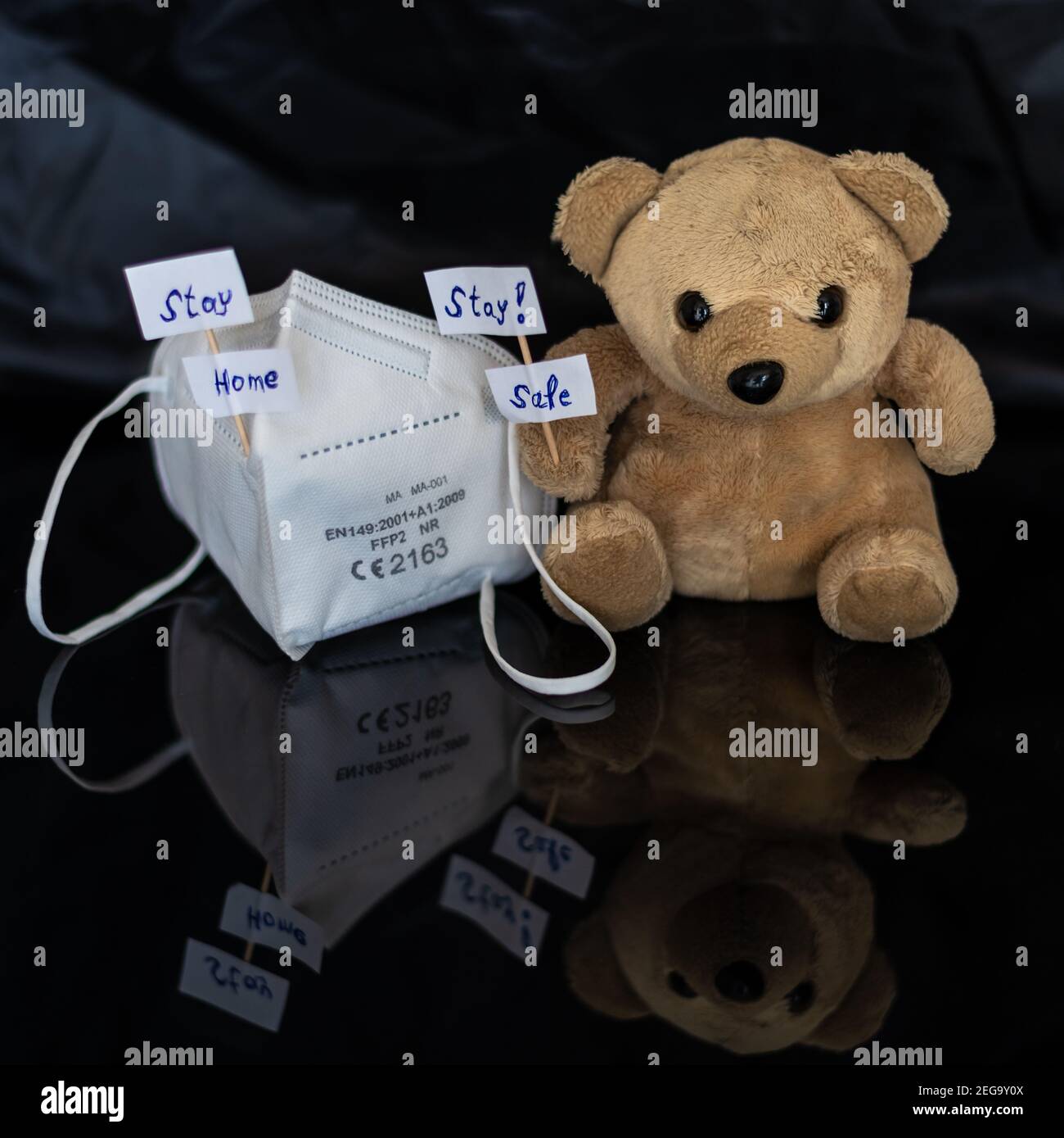 Stay home, stay safe,,covid pandemic,Teddy Bear Stock Photo