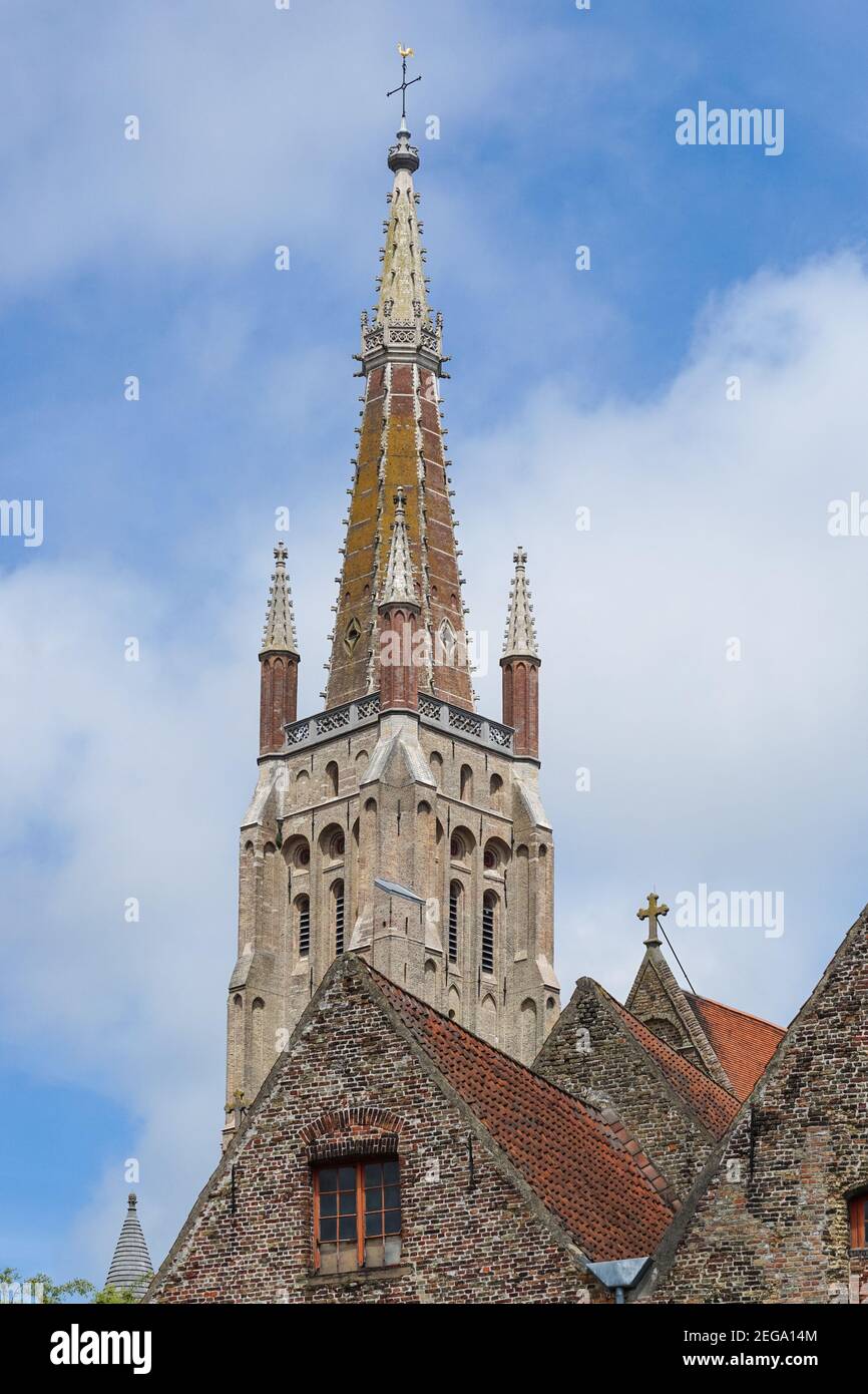 Tower of the Church of our Lady in Bruges, Belgium Stock Photo