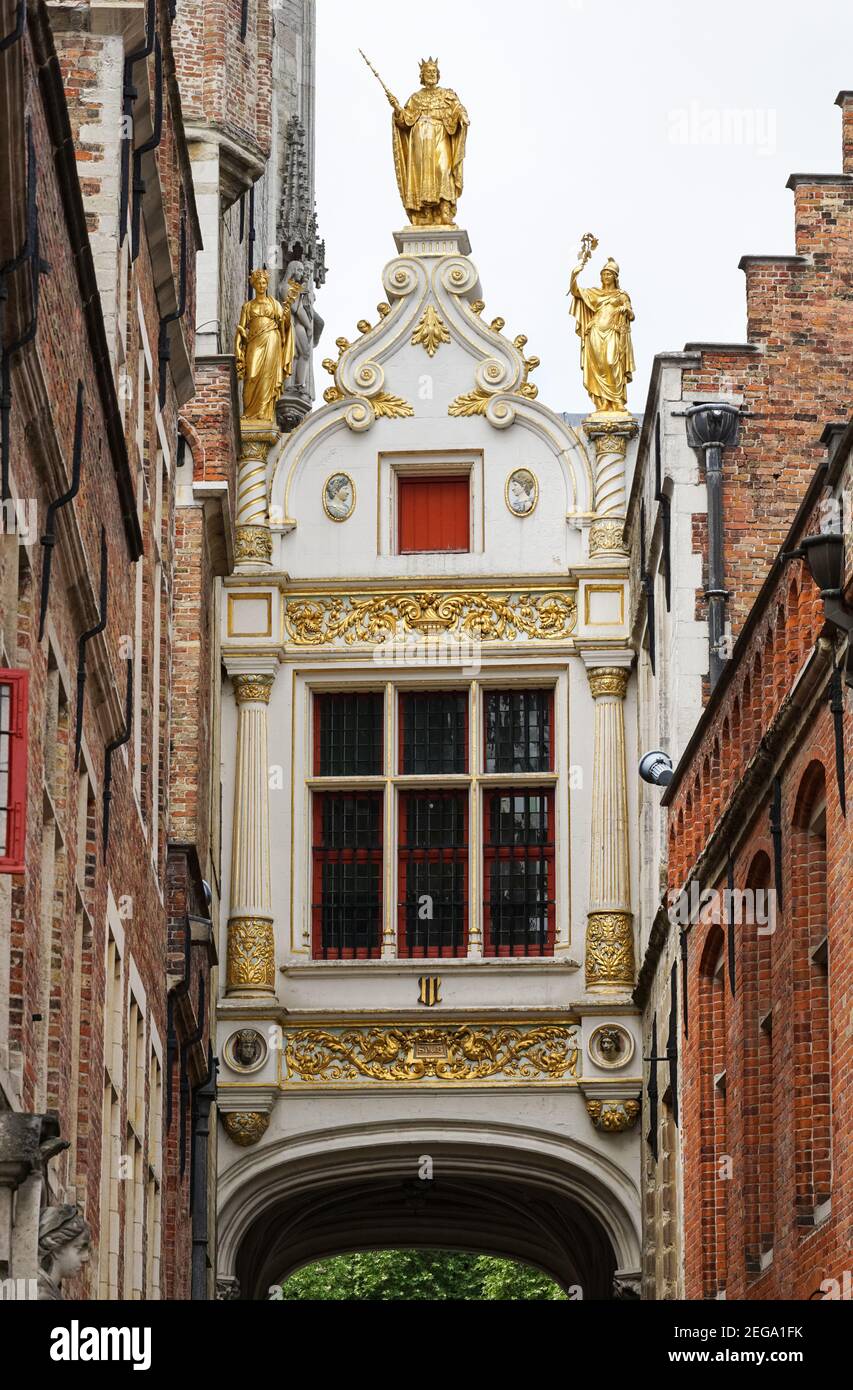 Baroque ornaments of the Palace of the Liberty of Bruges, Brugse Vrije in Bruges, Belgium Stock Photo