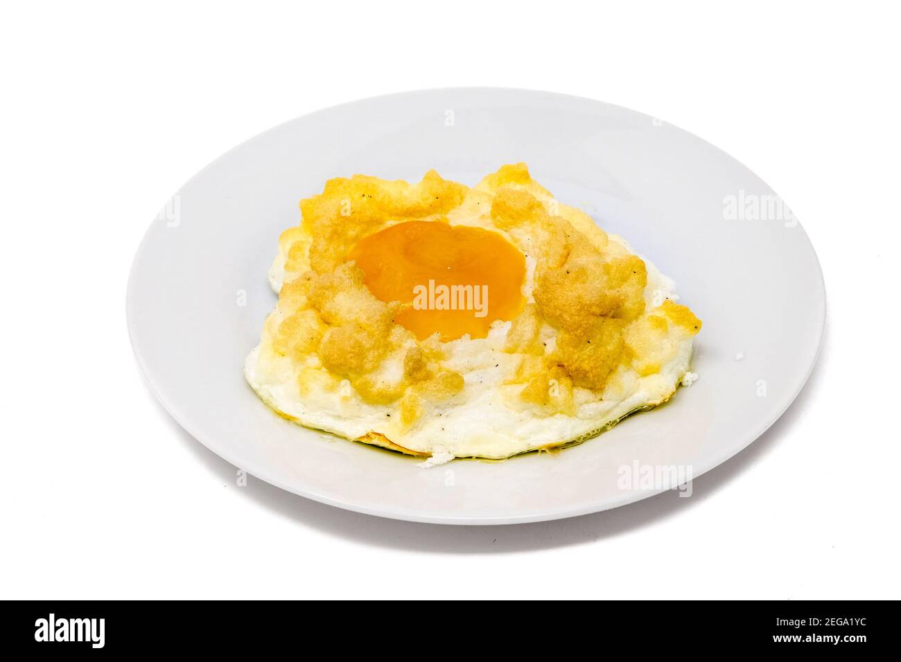 Cloud eggs on a plate with white background Stock Photo