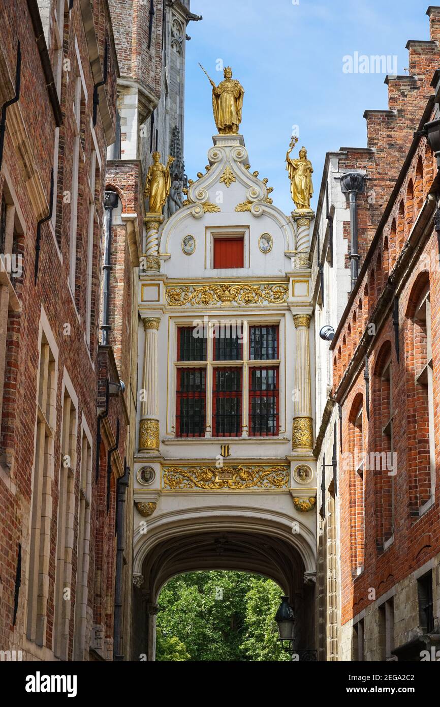 Baroque ornaments of the Palace of the Liberty of Bruges, Brugse Vrije in Bruges, Belgium Stock Photo