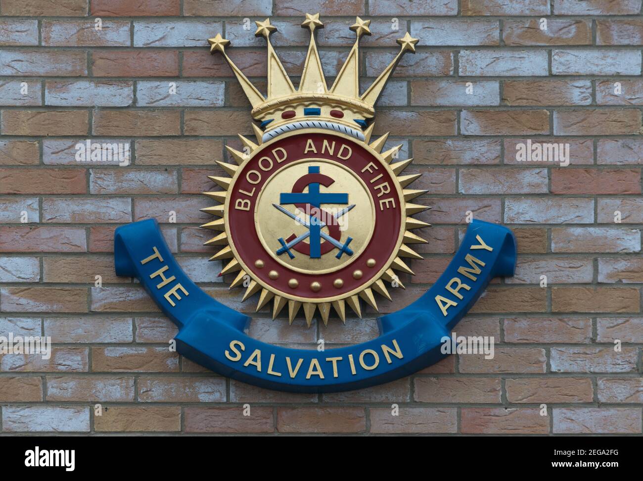 Salvation Army Emblem on a building Stock Photo