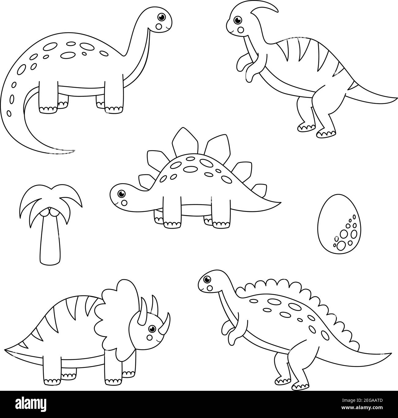 Coloring page with cute cartoon dinosaurs. Funny game for kids Stock Vector  Image & Art - Alamy