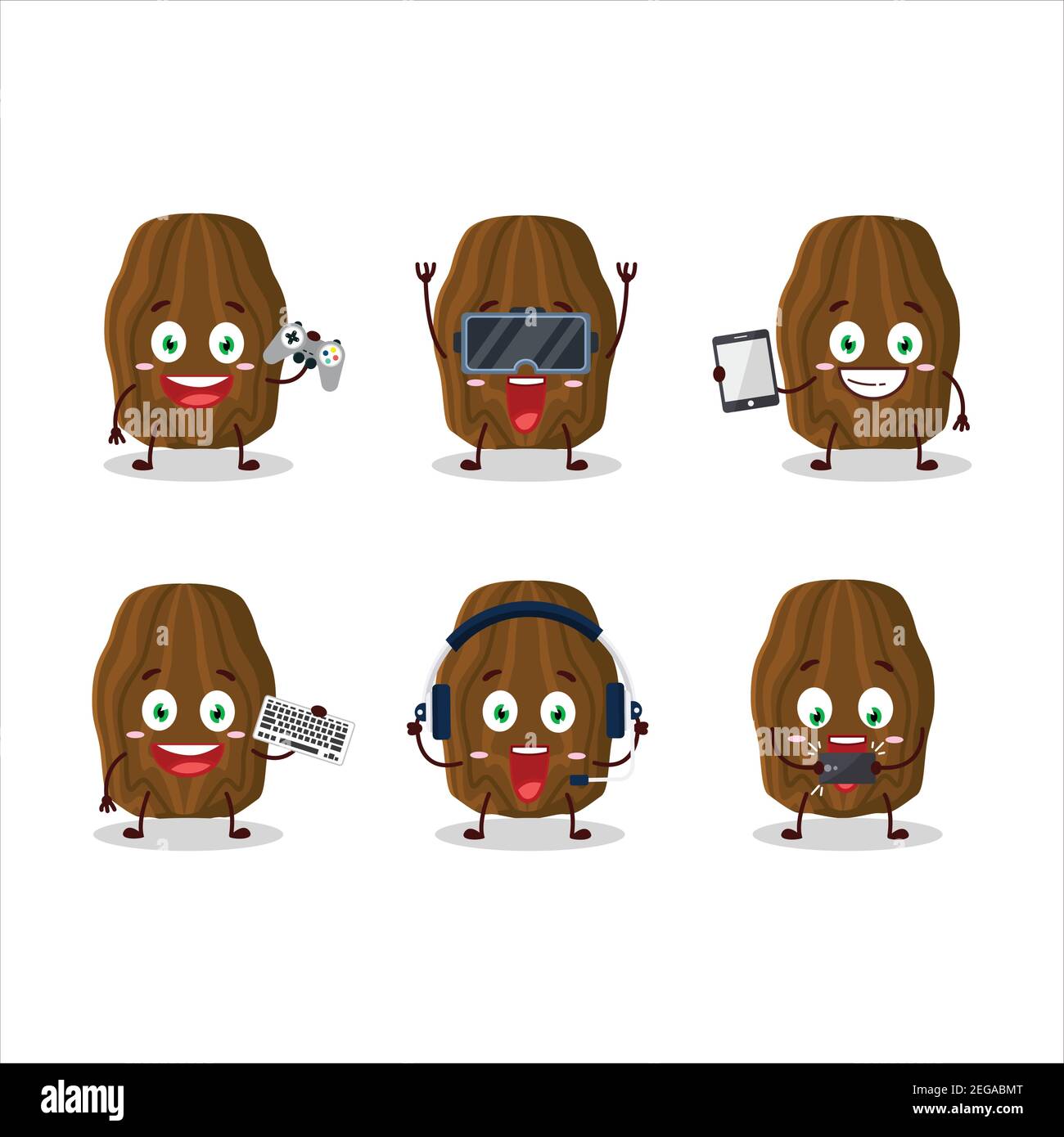 Date fruit cartoon character are playing games with various cute ...