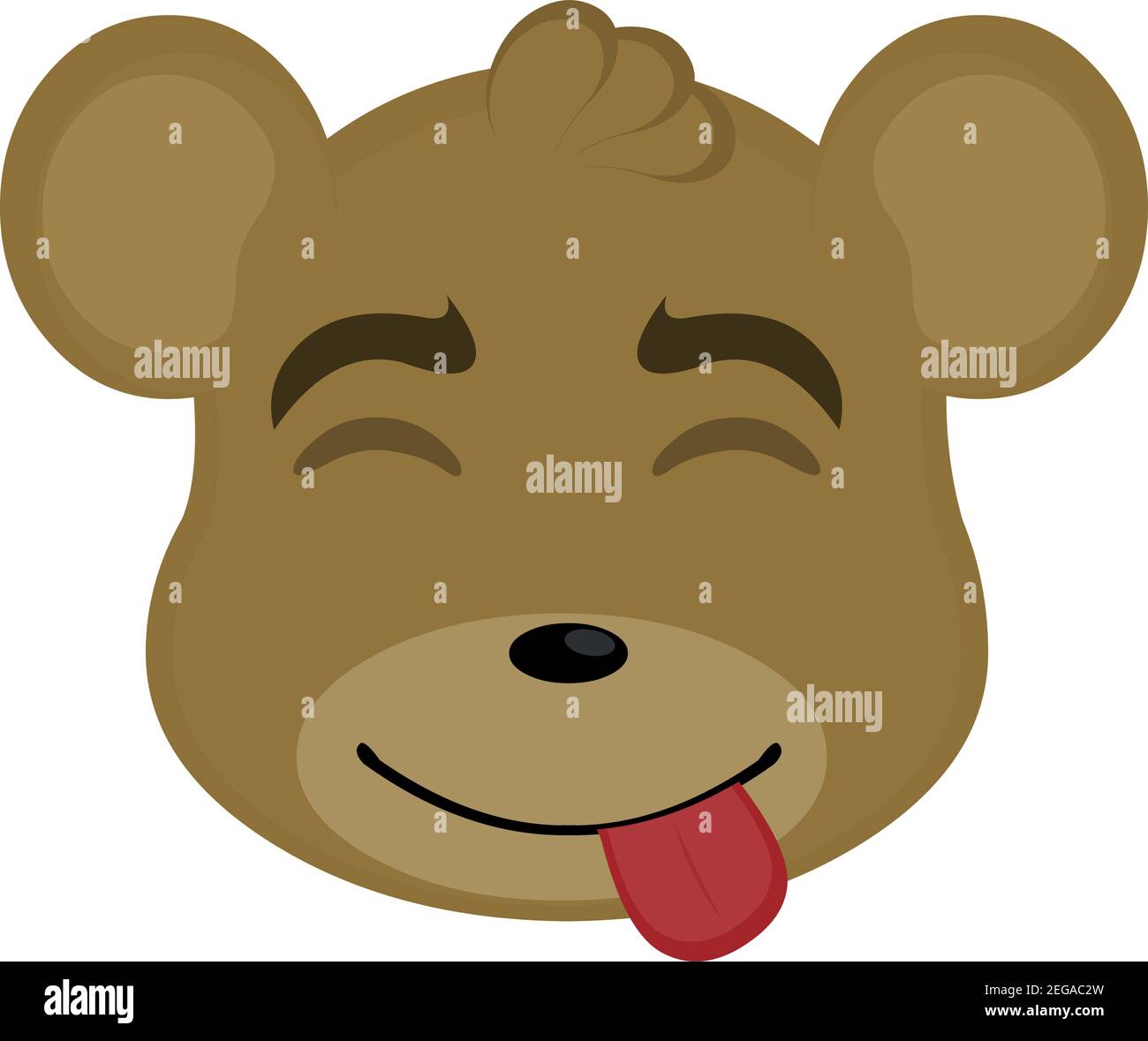 Vector emoticon illustration of a cartoon bear's head with a happy expression and tongue sticking out Stock Vector