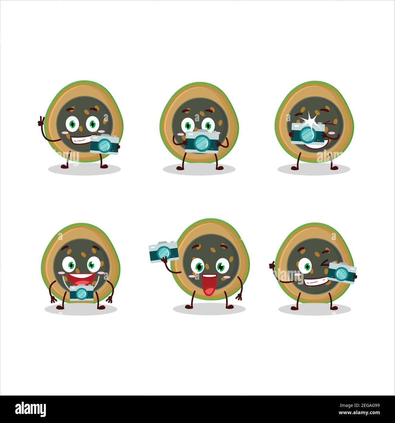 Photographer Profession Emoticon With Slice Of Alibertia Cartoon Character Vector Illustration 