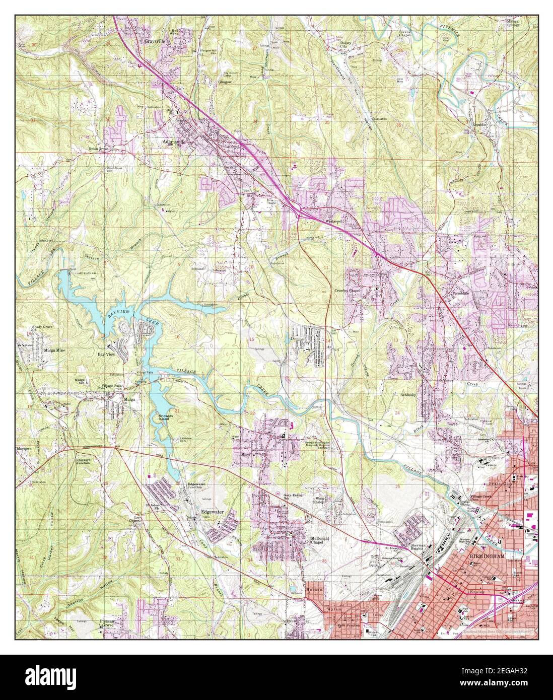 Adamsville, Alabama, map 1993, 1:24000, United States of America by Timeless Maps, data U.S. Geological Survey Stock Photo