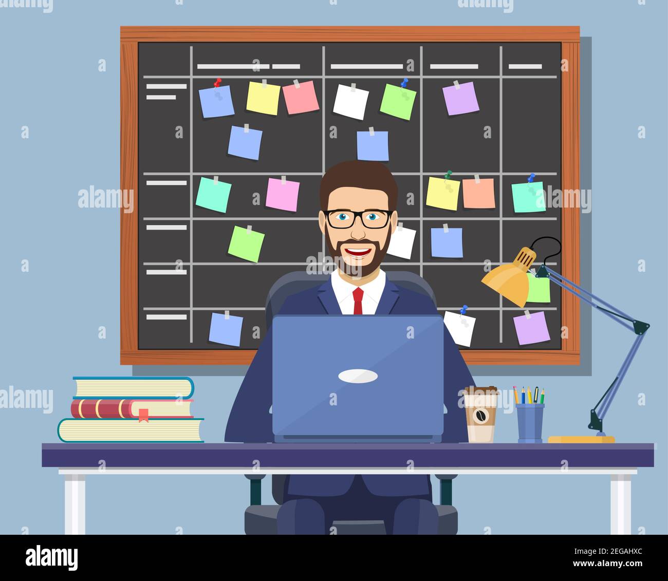 Business man working at desk Stock Vector Image & Art - Alamy
