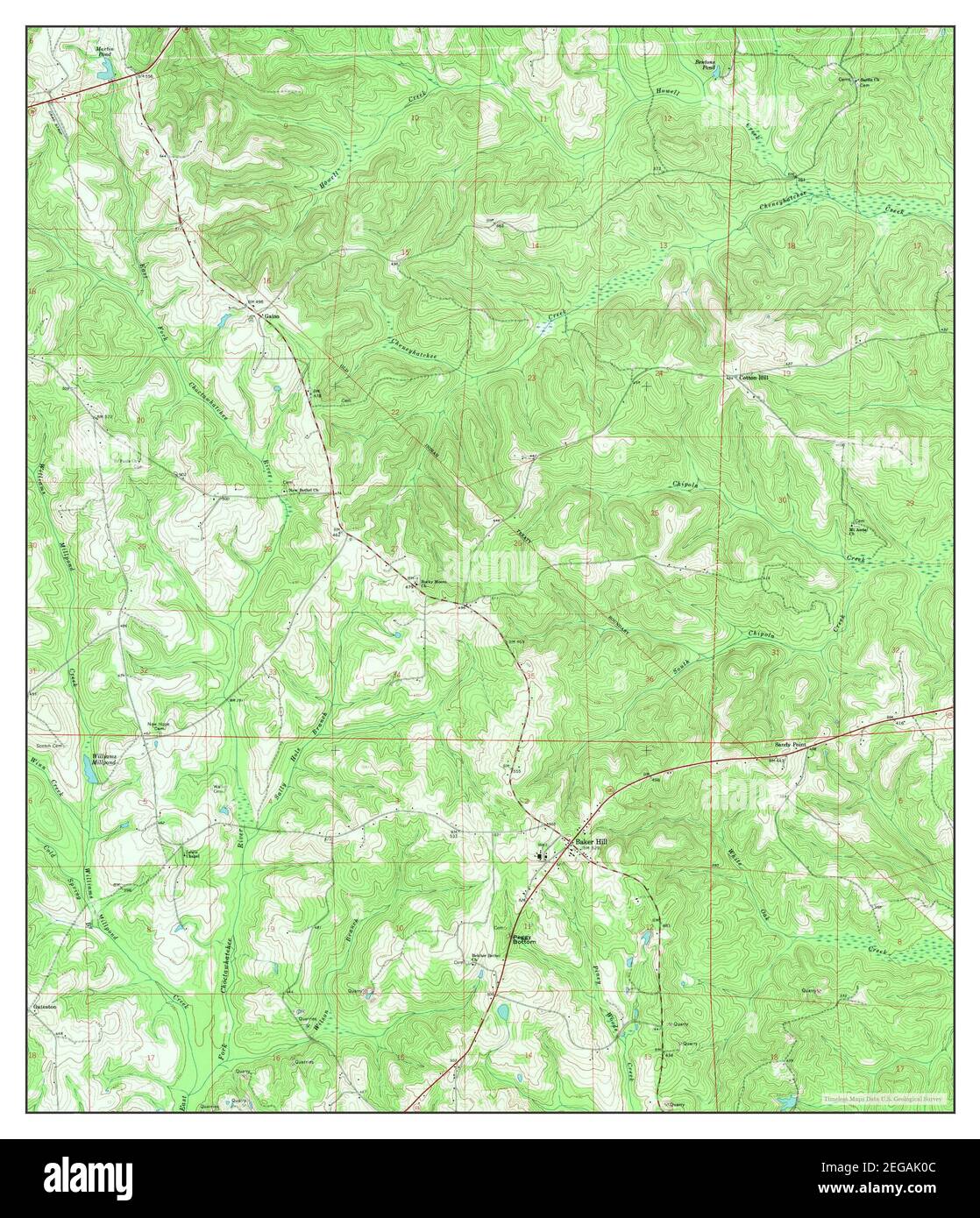 Baker Hill, Alabama, map 1968, 124000, United States of America by
