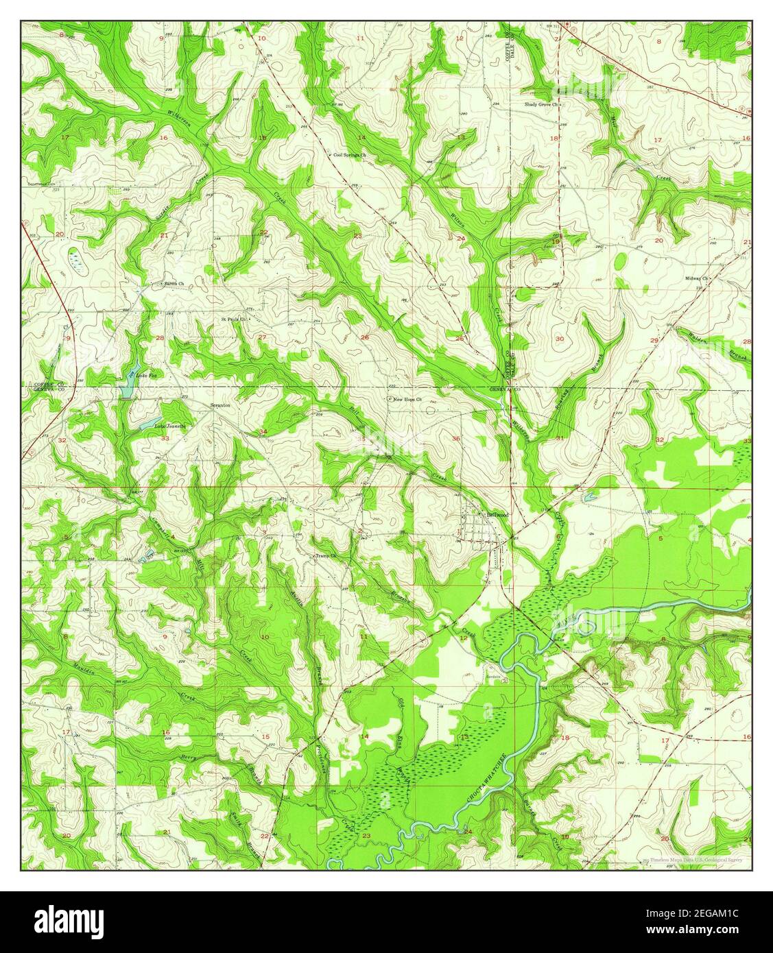 Bellwood, Alabama, map 1957, 1:24000, United States of America by Timeless Maps, data U.S. Geological Survey Stock Photo