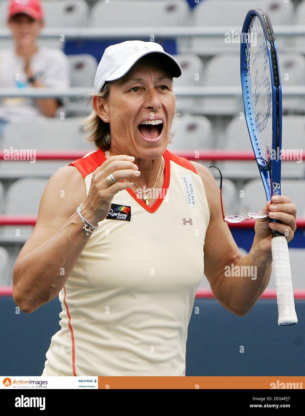 Tennis - Rogers Cup, Sony Ericsson WTA Tour - Montreal, Canada - 21/8/06  Martina Navratilova celebrates her win in the doubles finals at the Rogers  Cup, Sony Ericsson WTA Tour Mandatory Credit: