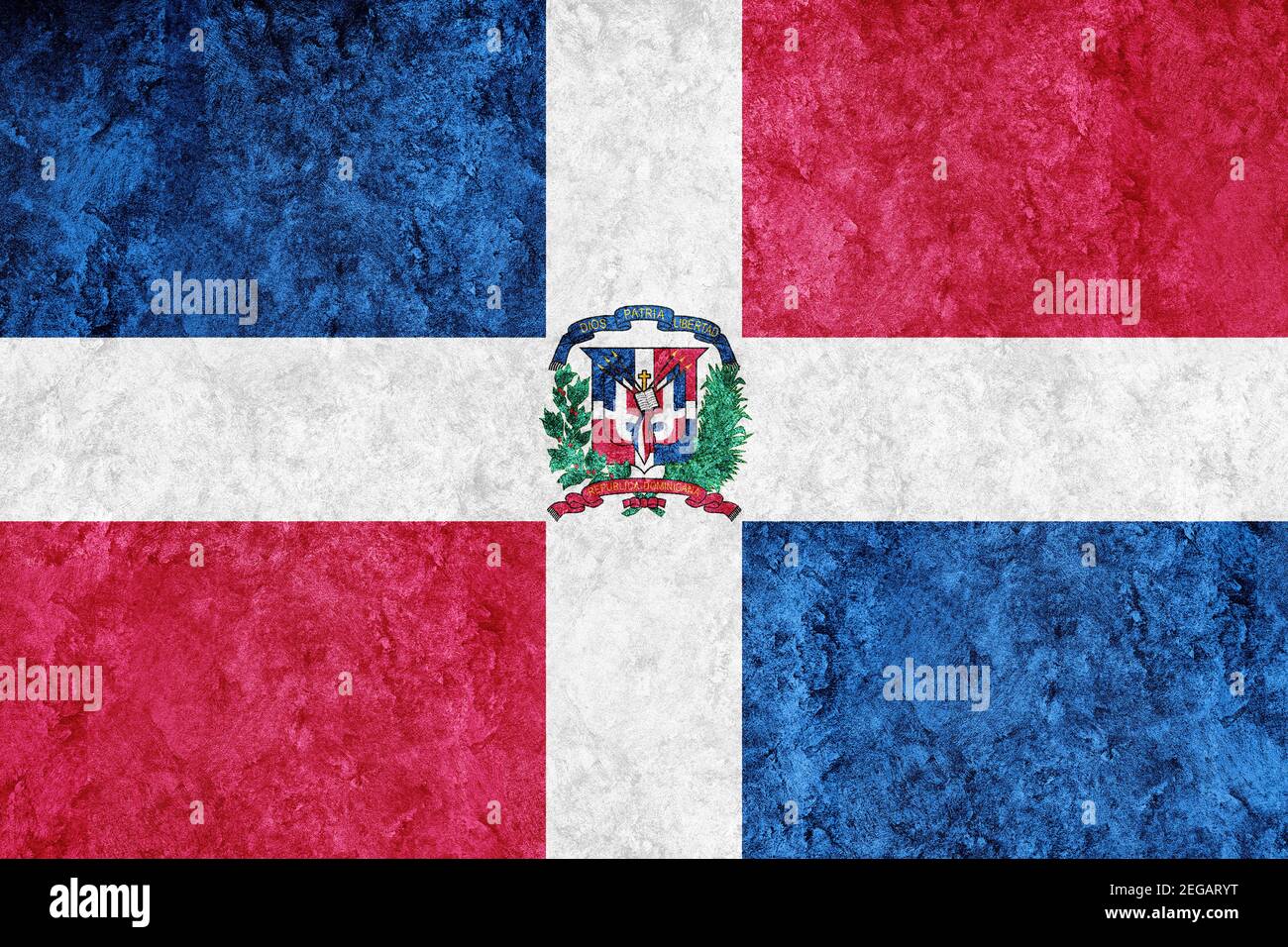 Dominican Republic Metallic flag, Textured flag, grunge flag Stock Photo