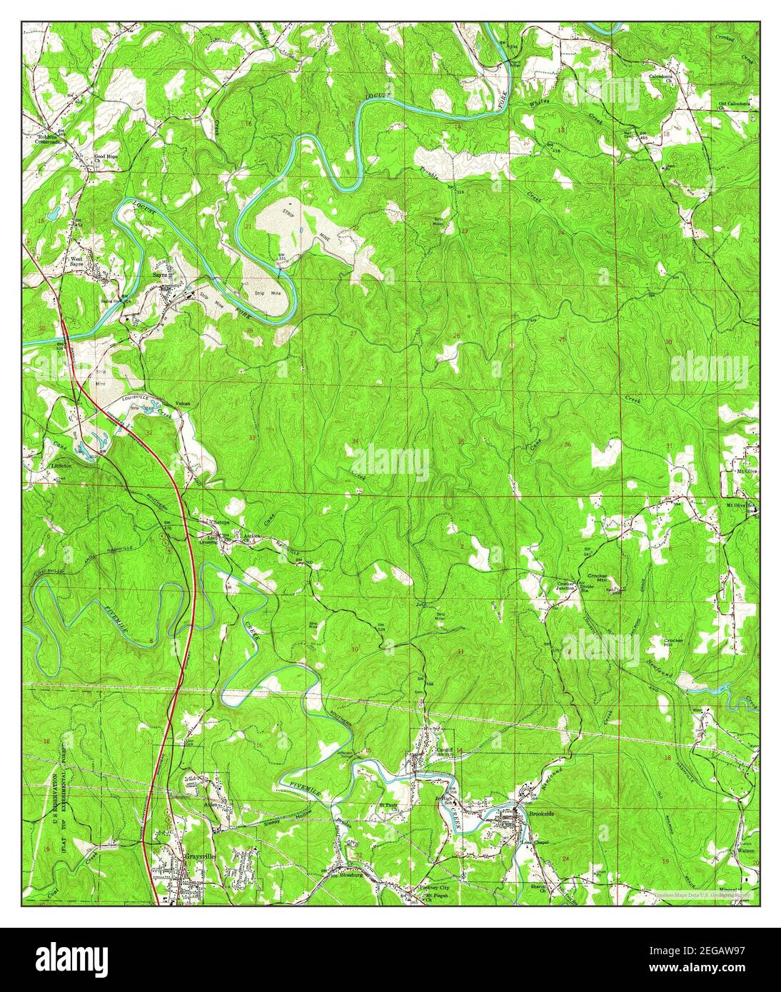 Brookside, Alabama, map 1959, 124000, United States of America by