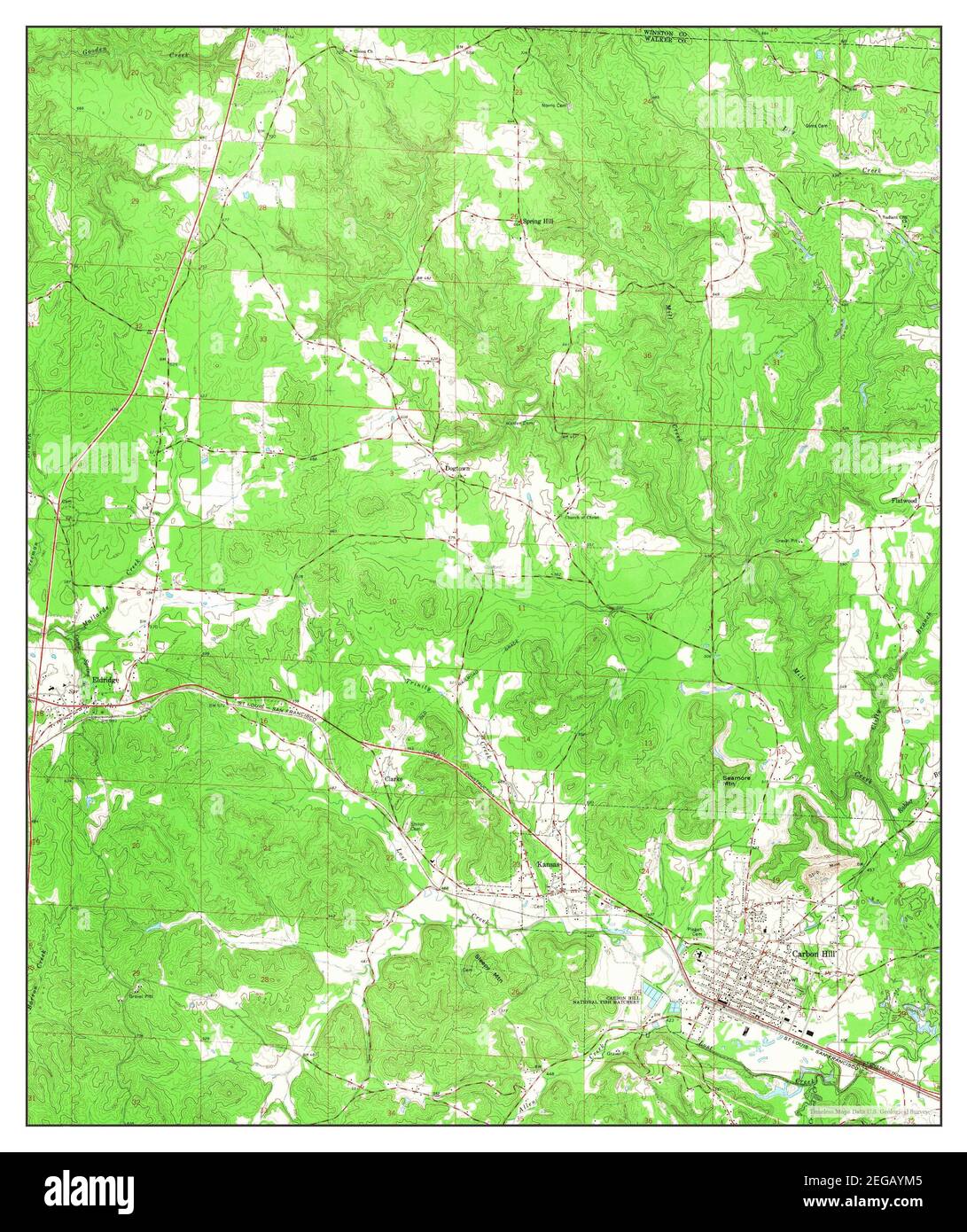 Carbon Hill, Alabama, map 1967, 124000, United States of America by