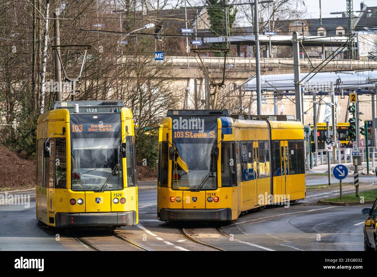 Trams Of The Ruhrbahn, At The S-Bahn Station Essen-Steele, Interface ...