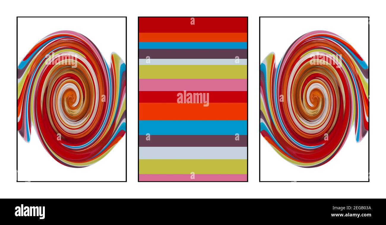 triptych colourful abstract images - rainbow colours coloured colourful Stock Photo