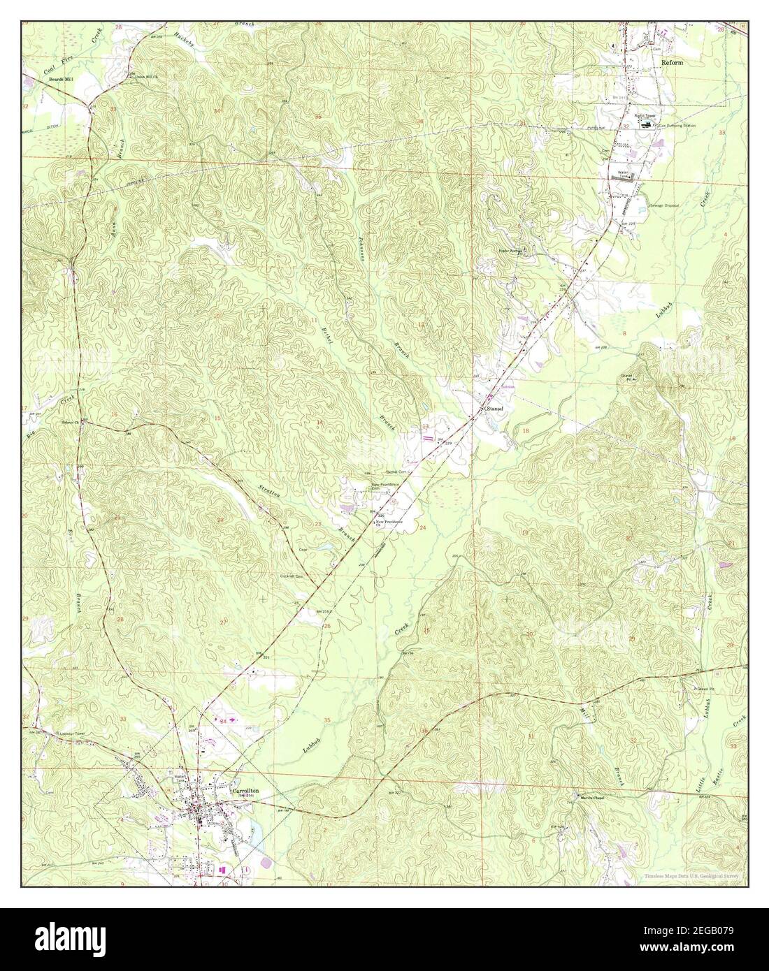 Carrollton, Alabama, map 1967, 1:24000, United States of America by Timeless Maps, data U.S. Geological Survey Stock Photo