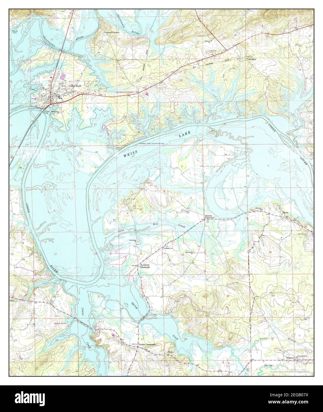 Cedar Bluff, Alabama, map 1967, 124000, United States of America by