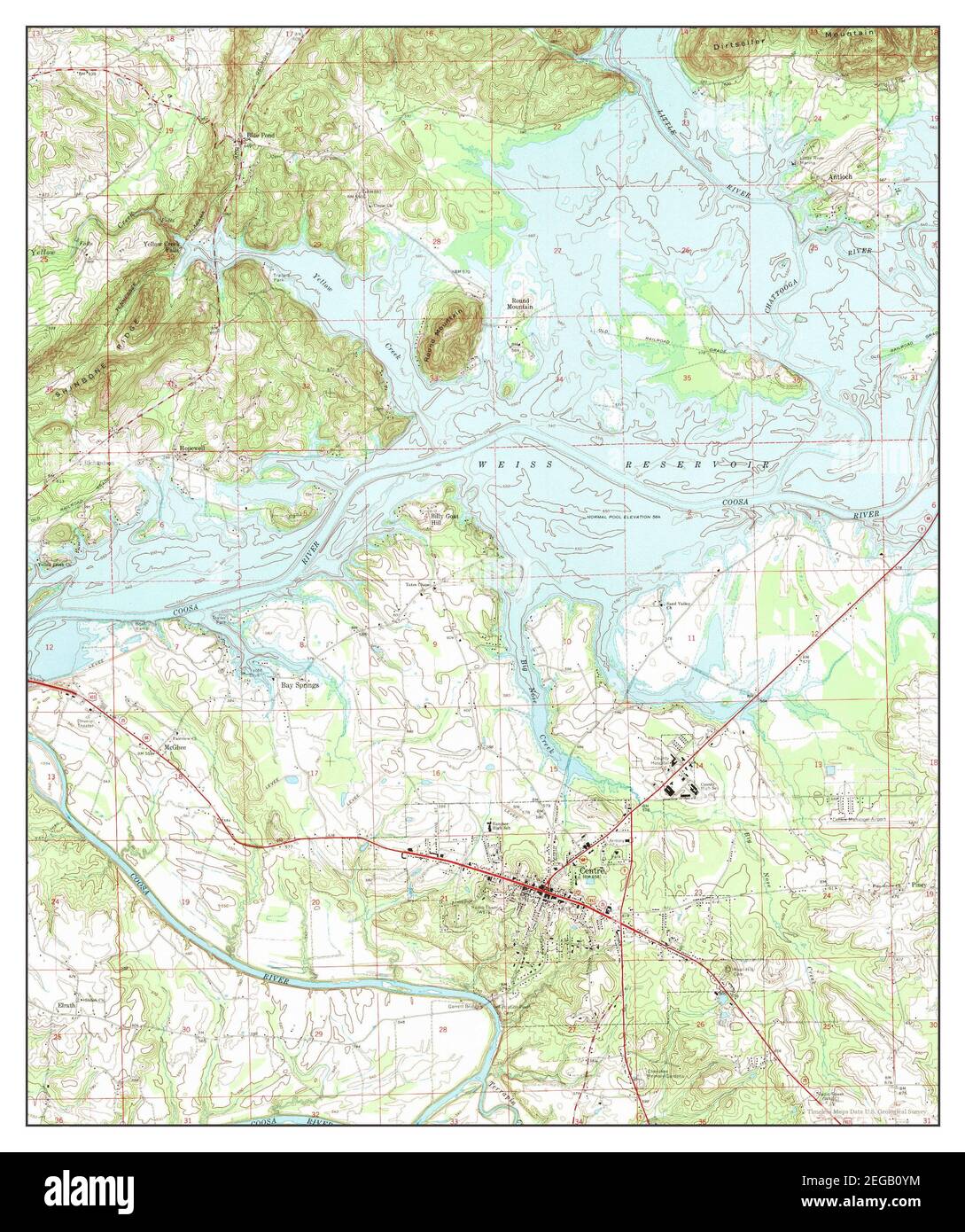 Centre, Alabama, map 1967, 1:24000, United States of America by Timeless Maps, data U.S. Geological Survey Stock Photo