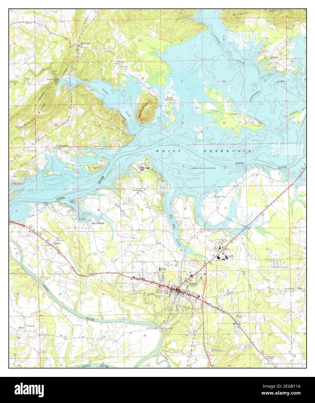 Centre, Alabama, map 1967, 1:24000, United States of America by Timeless Maps, data U.S. Geological Survey Stock Photo