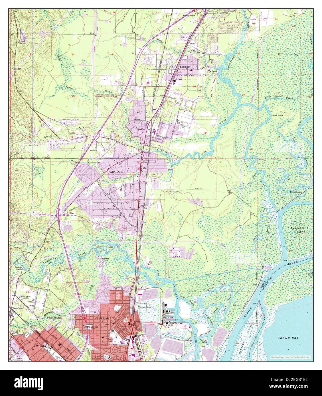 Chickasaw, Alabama, map 1953, 124000, United States of America by Timeless Maps, data U.S