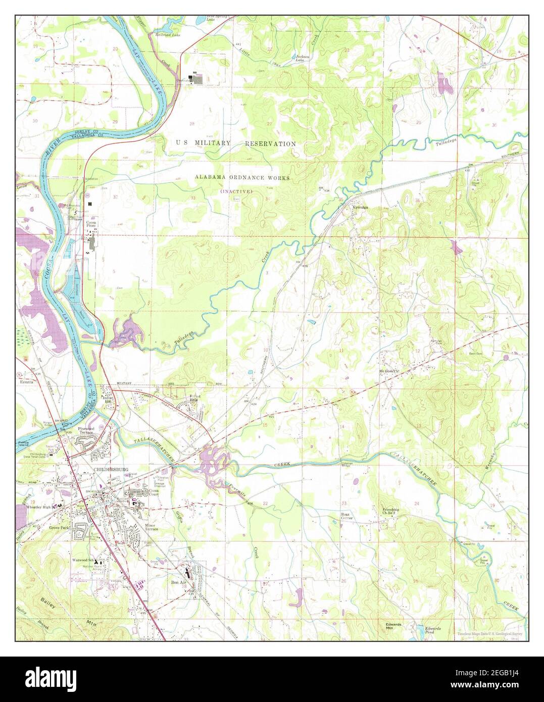 Childersburg, Alabama, map 1958, 124000, United States of America by