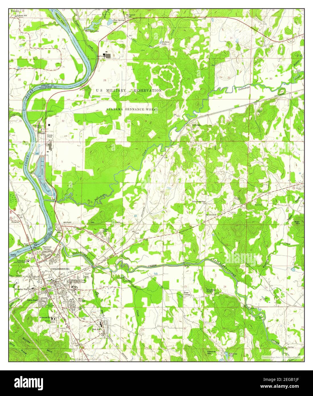 Childersburg, Alabama, map 1958, 124000, United States of America by