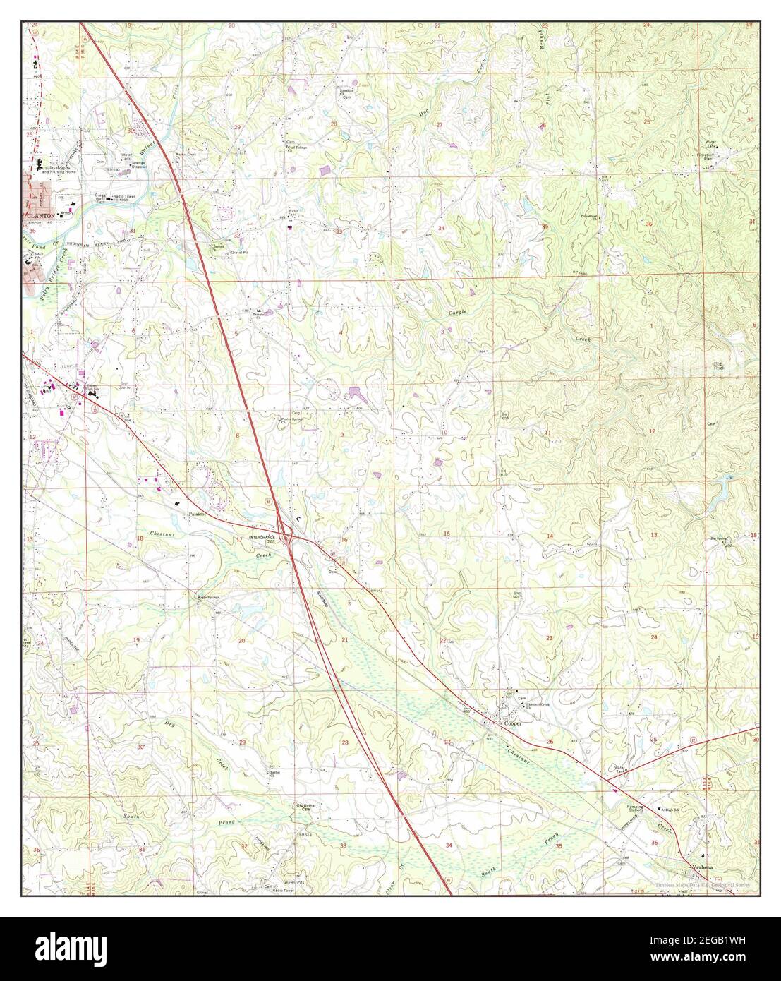 Clanton East, Alabama, map 1972, 124000, United States of America by