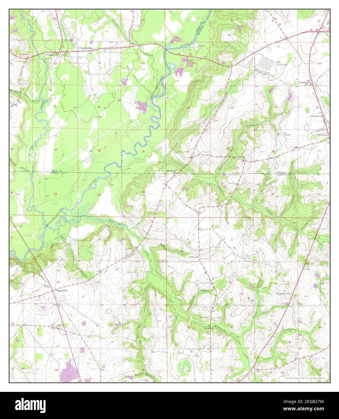 Clayhatchee, Alabama, map 1957, 1:24000, United States of America by Timeless Maps, data U.S. Geological Survey Stock Photo
