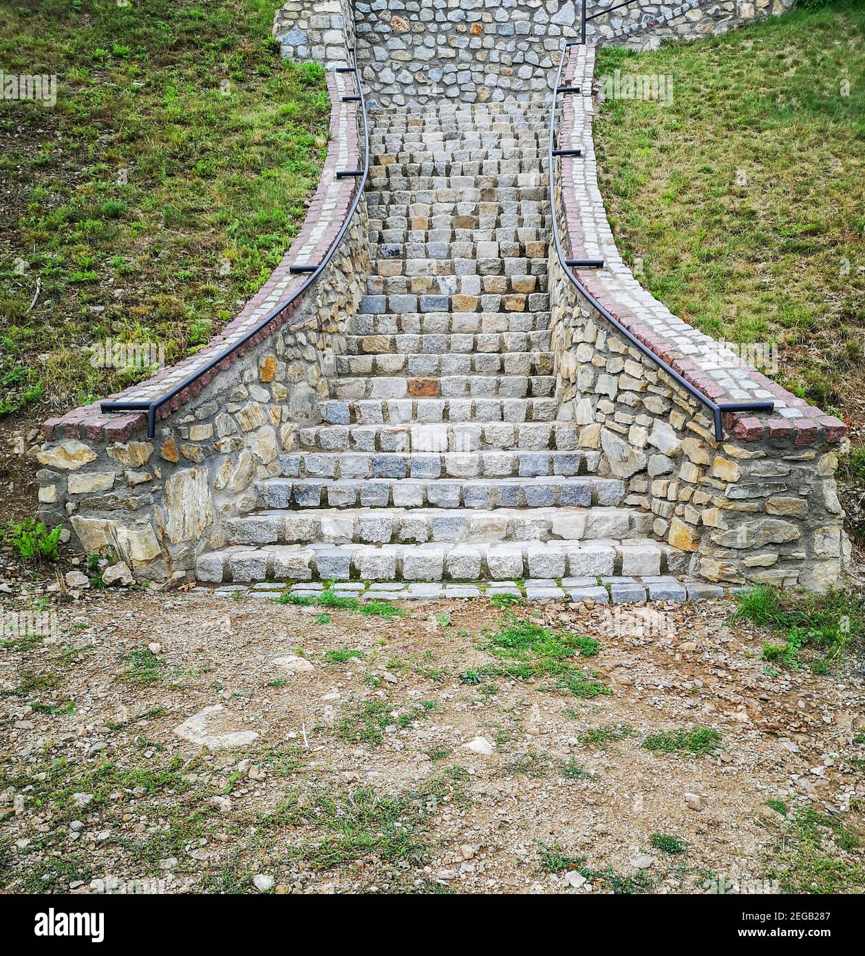 Curvy stone and concrete stairs Stock Photo