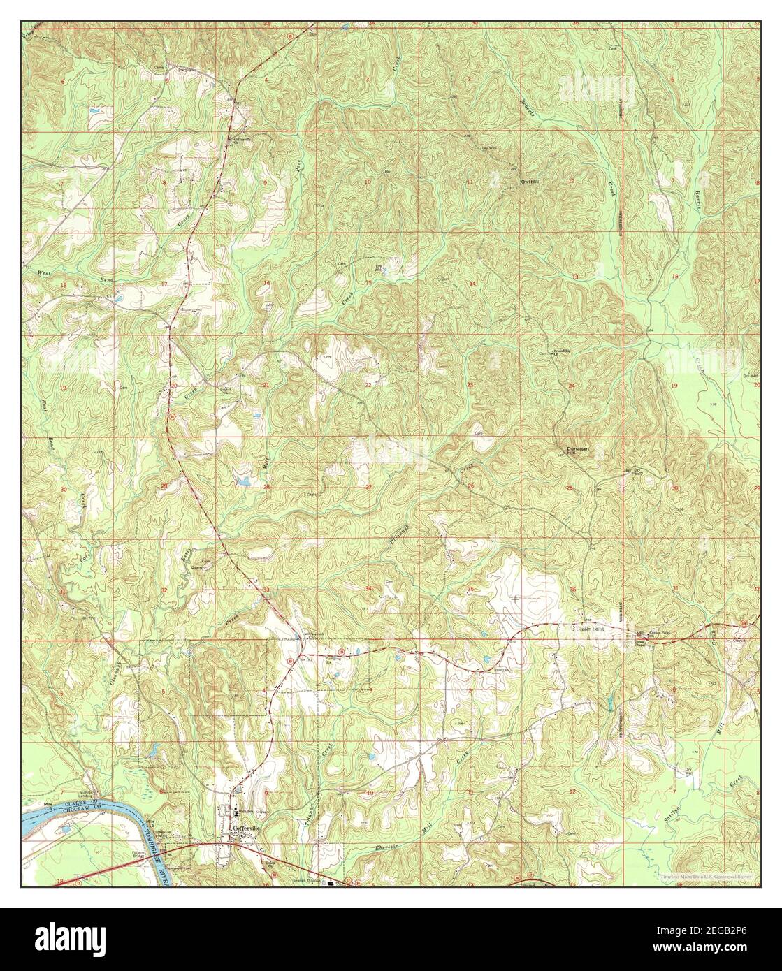 Coffeeville, Alabama, map 1971, 124000, United States of America by