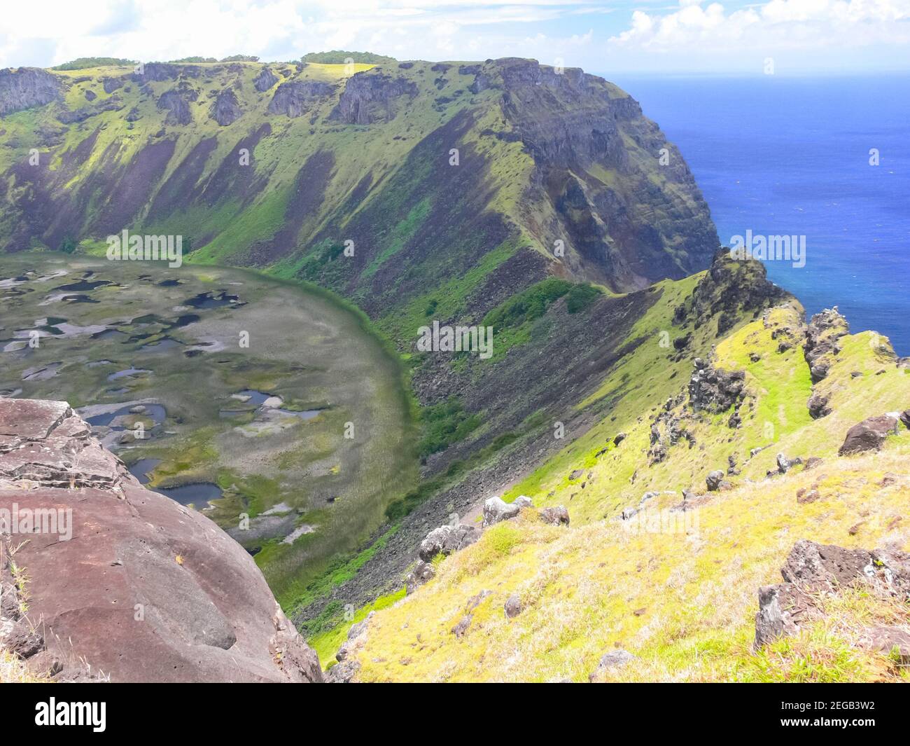 Crater of an extinct snuck on Easter Island. The nature of the island