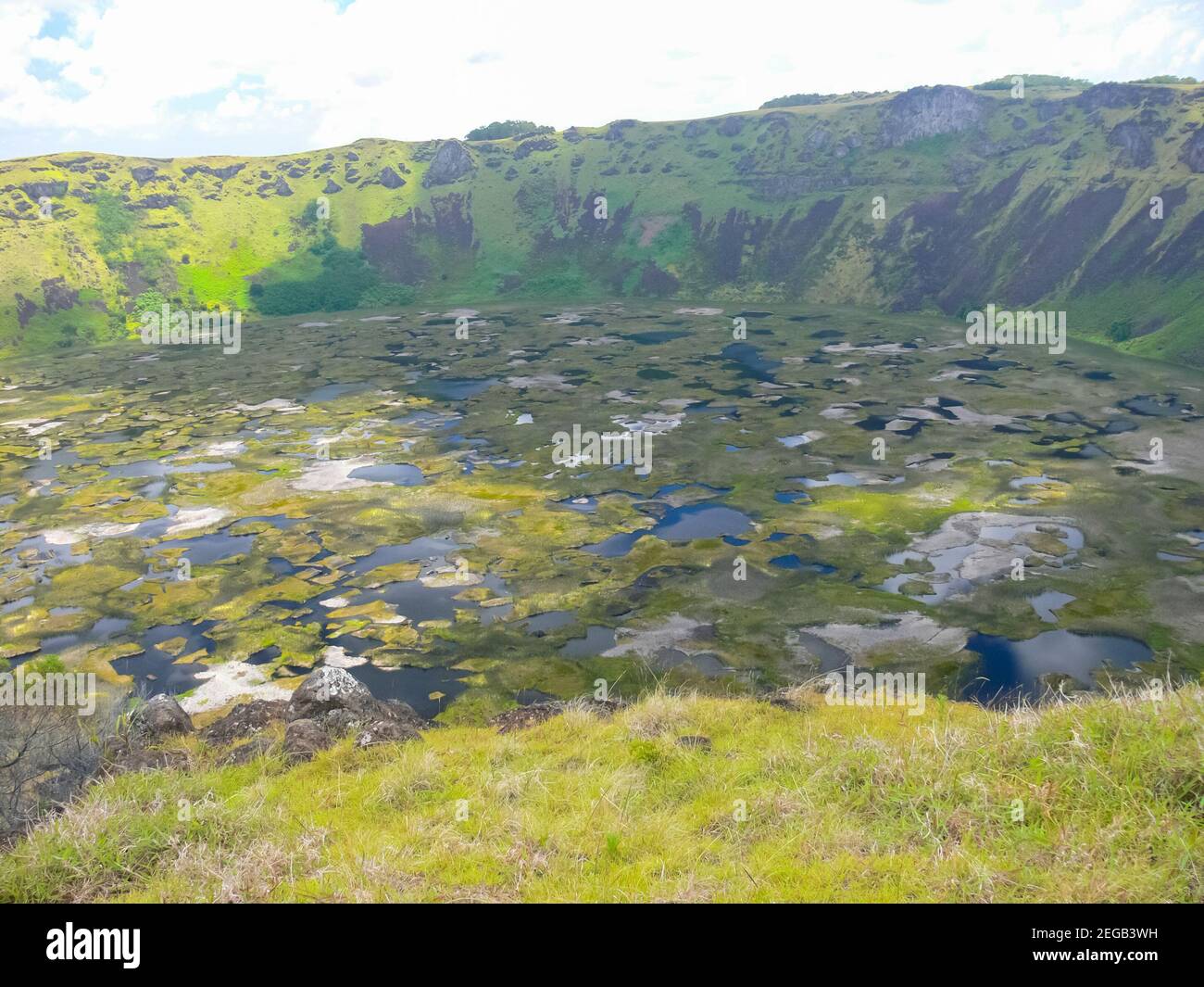 Crater of an extinct snuck on Easter Island. The nature of the island