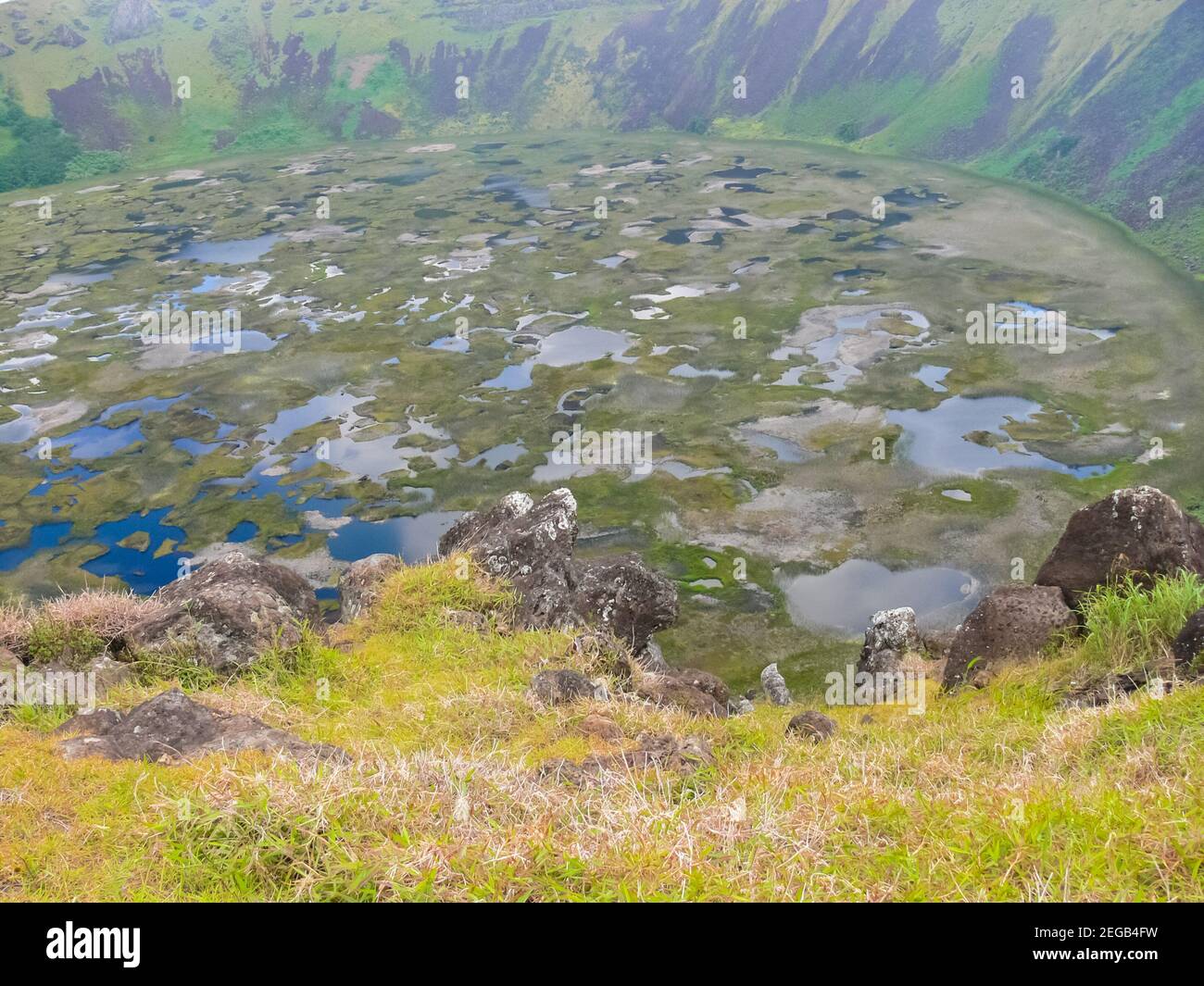 Crater of an extinct snuck on Easter Island. The nature of the island