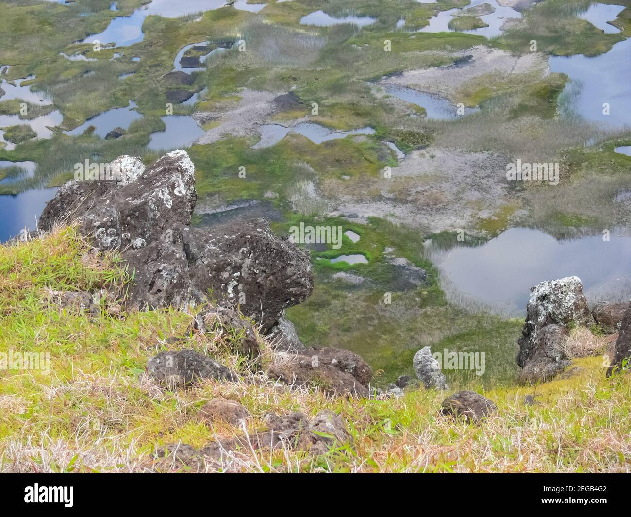 Crater of an extinct snuck on Easter Island. The nature of the island