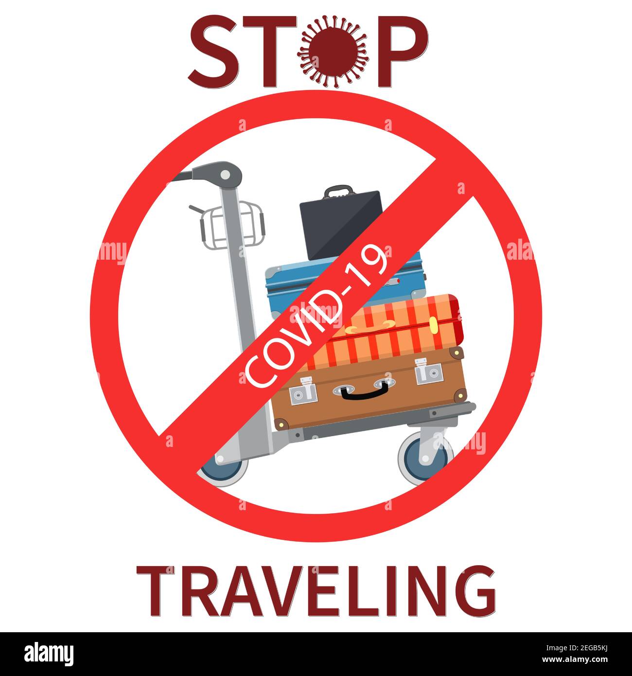 Stop travel to risk places COVID-19. Stock Vector