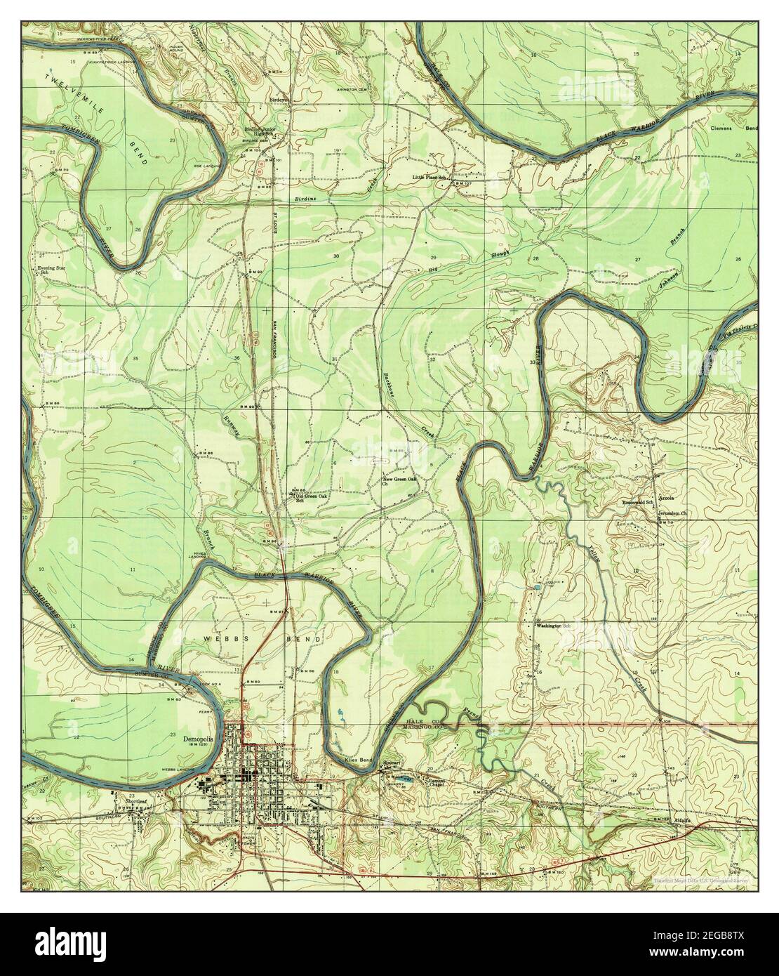 Demopolis, Alabama, map 1947, 124000, United States of America by